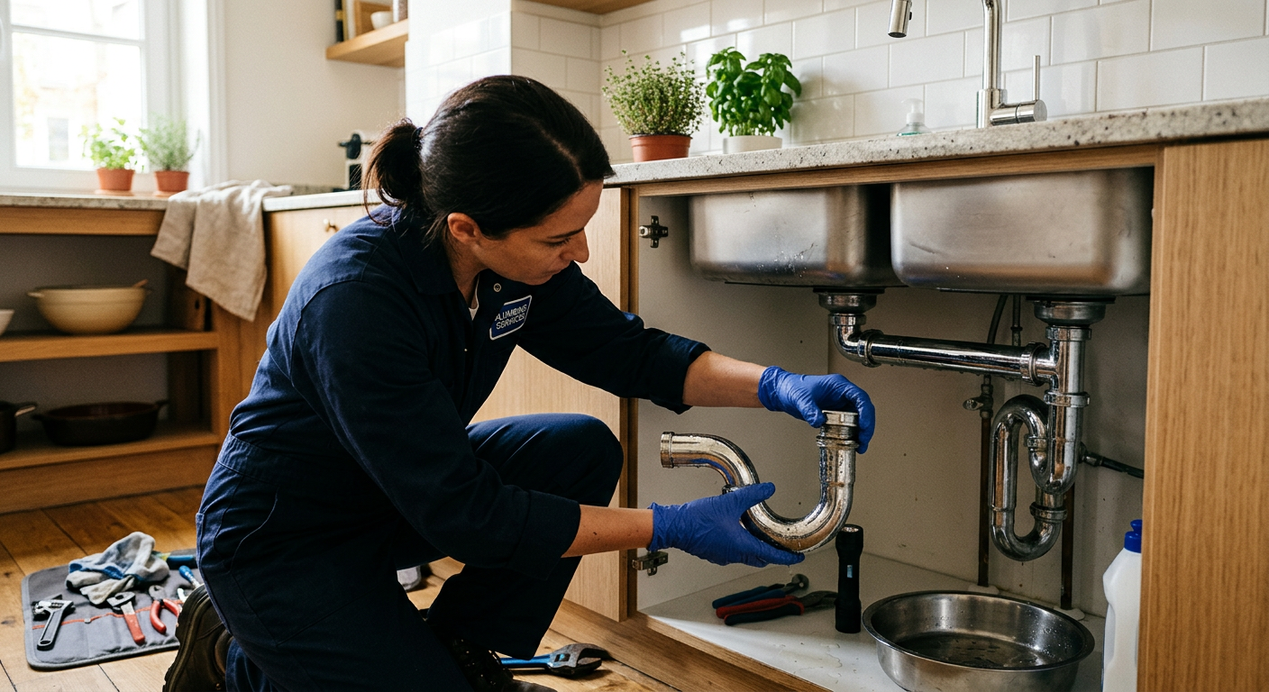 Plombier débouchant un évier de cuisine à Melun