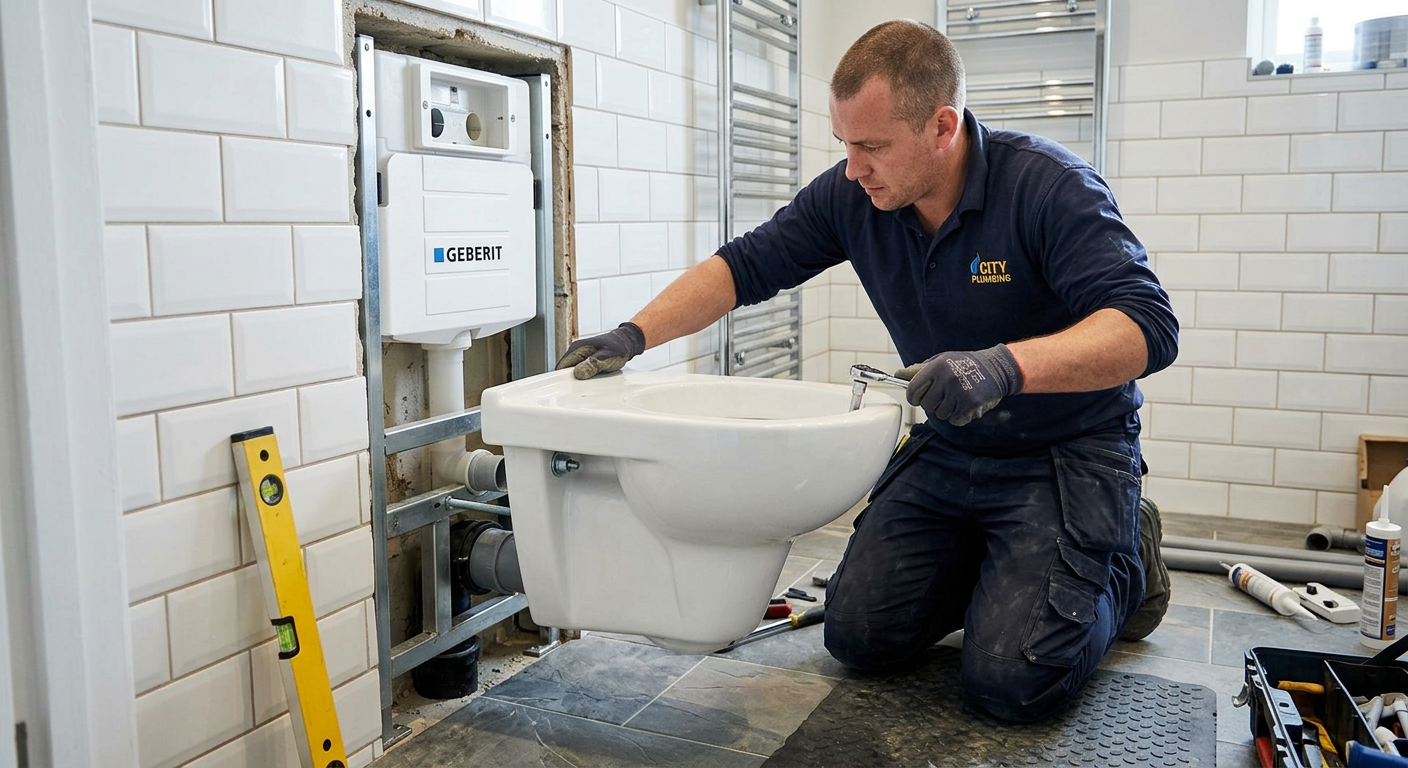 Pose de WC suspendu par un plombier à Melun Seine-et-Marne