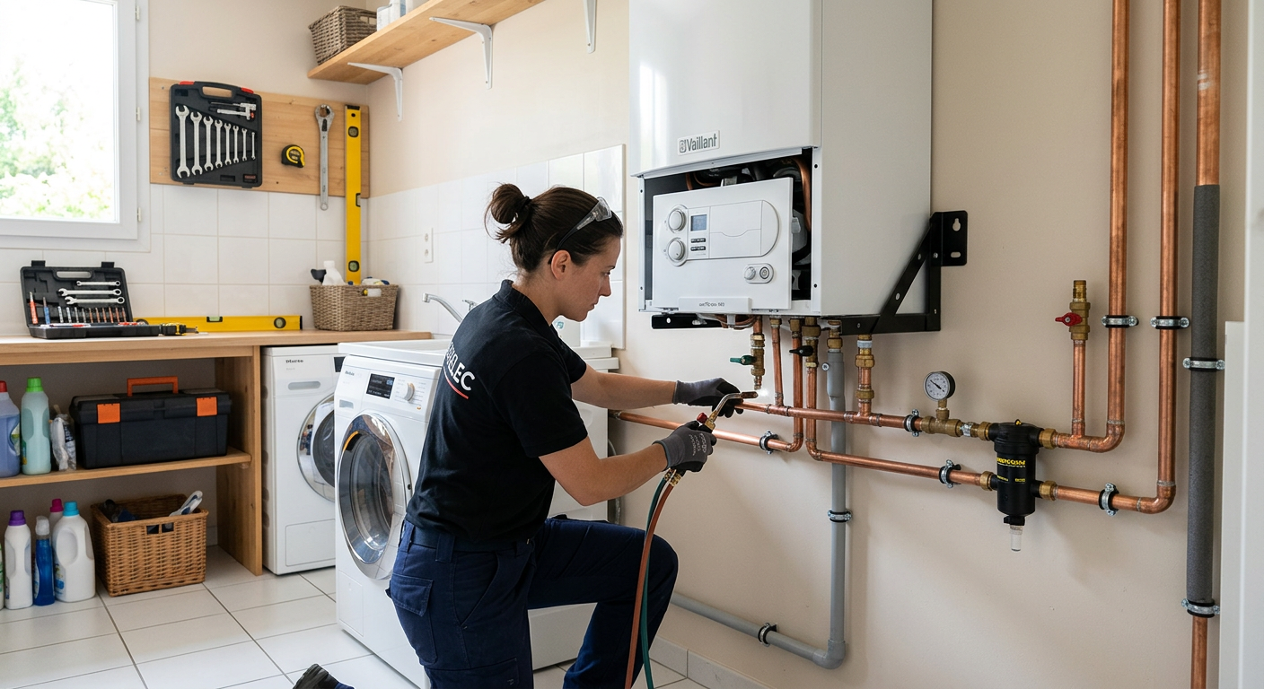 Pose chaudière à condensation par un chauffagiste à Melun