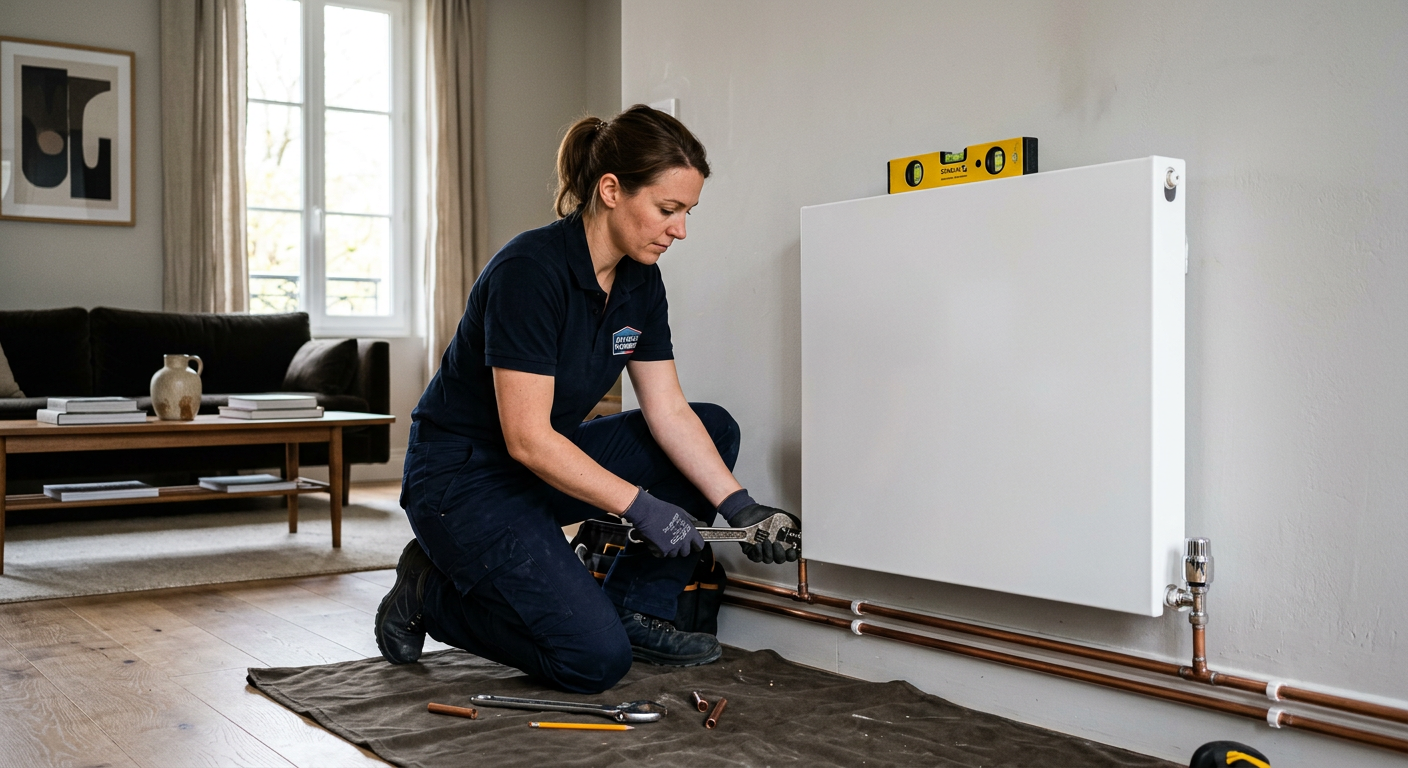 Installation radiateur avec robinet thermostatique à Melun
